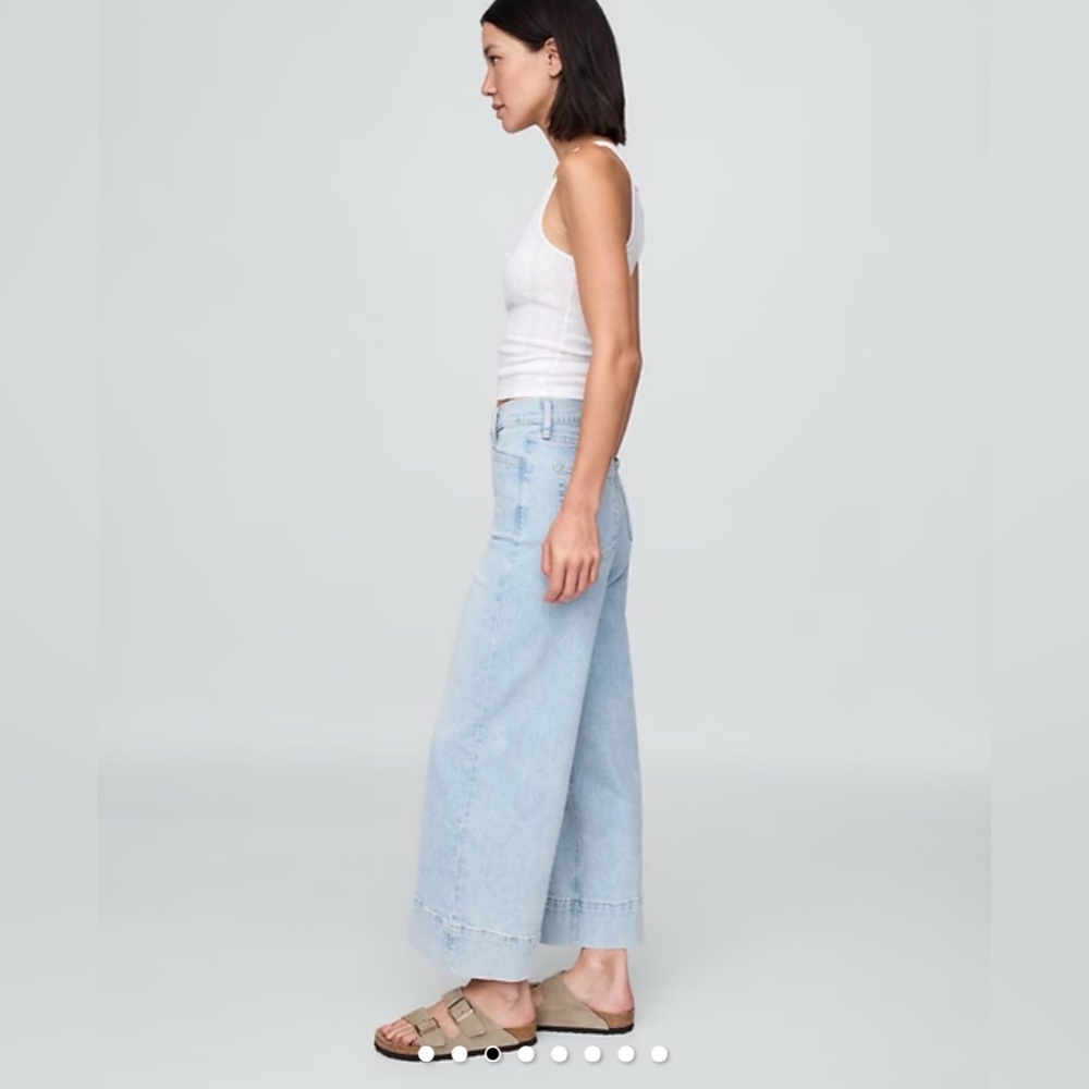 GAP High Rise Stride Wide Leg Ankle Jeans Light Wash Size 33 16L NWT ☀️🍂🥶🌼 - Picture 4 of 8